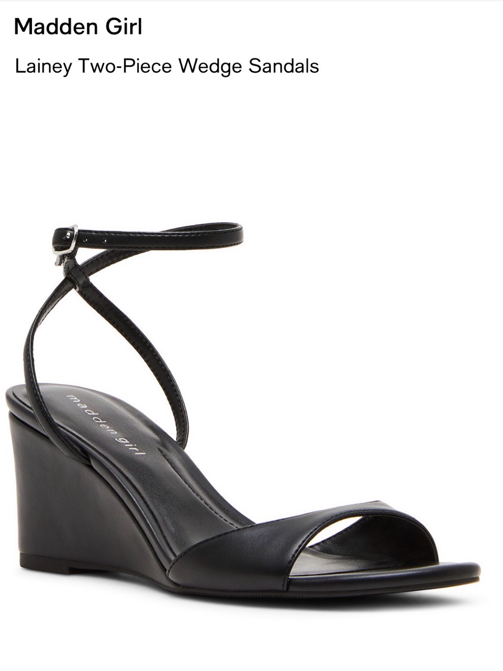 Madden Girl Black Lainey Ankle-Strap Wedge Sandals